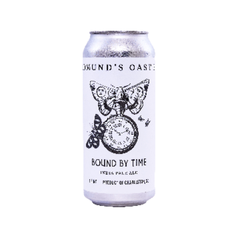 Beer can with 'Bound by Time' branding on a white background