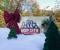 Hop City Advent Calendar in a snowy and festive scene