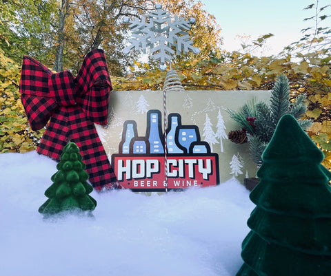 Hop City Advent Calendar in a snowy and festive scene