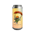 A can of Civil Society Hop Sessions #15 hazy IPA with a warm yellow label featuring an illustrated hop character skydiving with a parachute, and El Dorado, Strata, Citra hop varieties listed below.