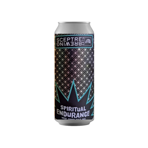 Beer can with 'Sceptre Brewing' branding on a white background