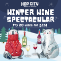 Cute polar bears sip fabulous wines against a dreamy snowscape
